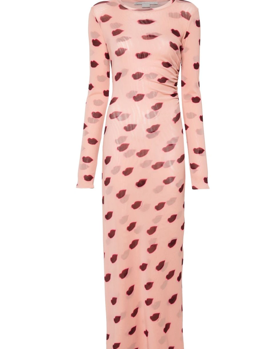 Affordable dress Women Stella maxi lips-print McCartney mesh 0802